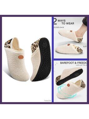 Teddy Fleece House Slippers Socks Non-Slip Rubber Sole Machine Washable